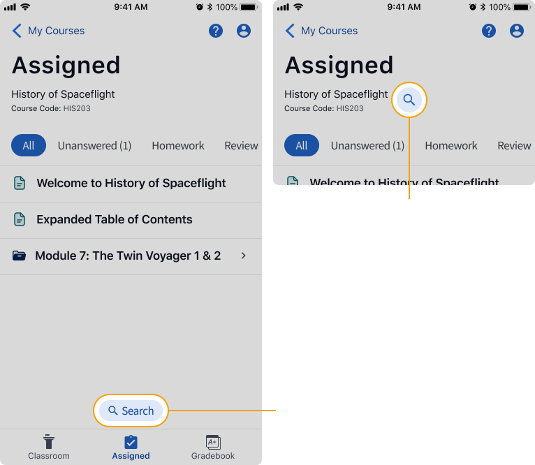 Entry point exploration - simple search button placement