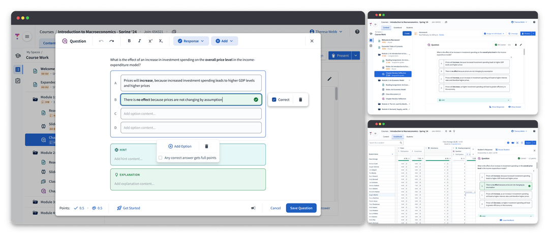 Question Builder interface showing the redesigned question creation experience