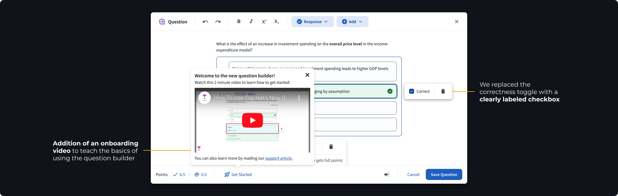 New onboarding experience for the Question Builder
